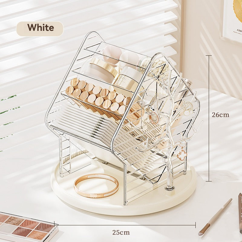 Rotating Cosmetic Organizer - 360° Desktop Storage Box for Makeup