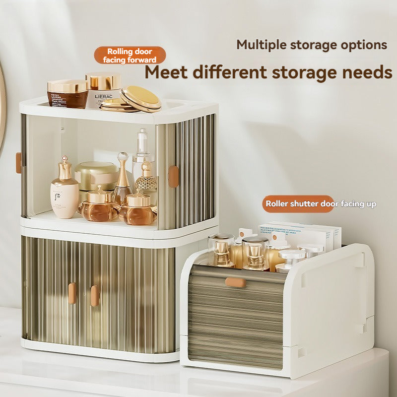 Stackable Desktop Organizer - Dustproof Storage Box for Cosmetics