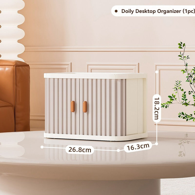 Stackable Desktop Organizer - Dustproof Storage Box for Cosmetics