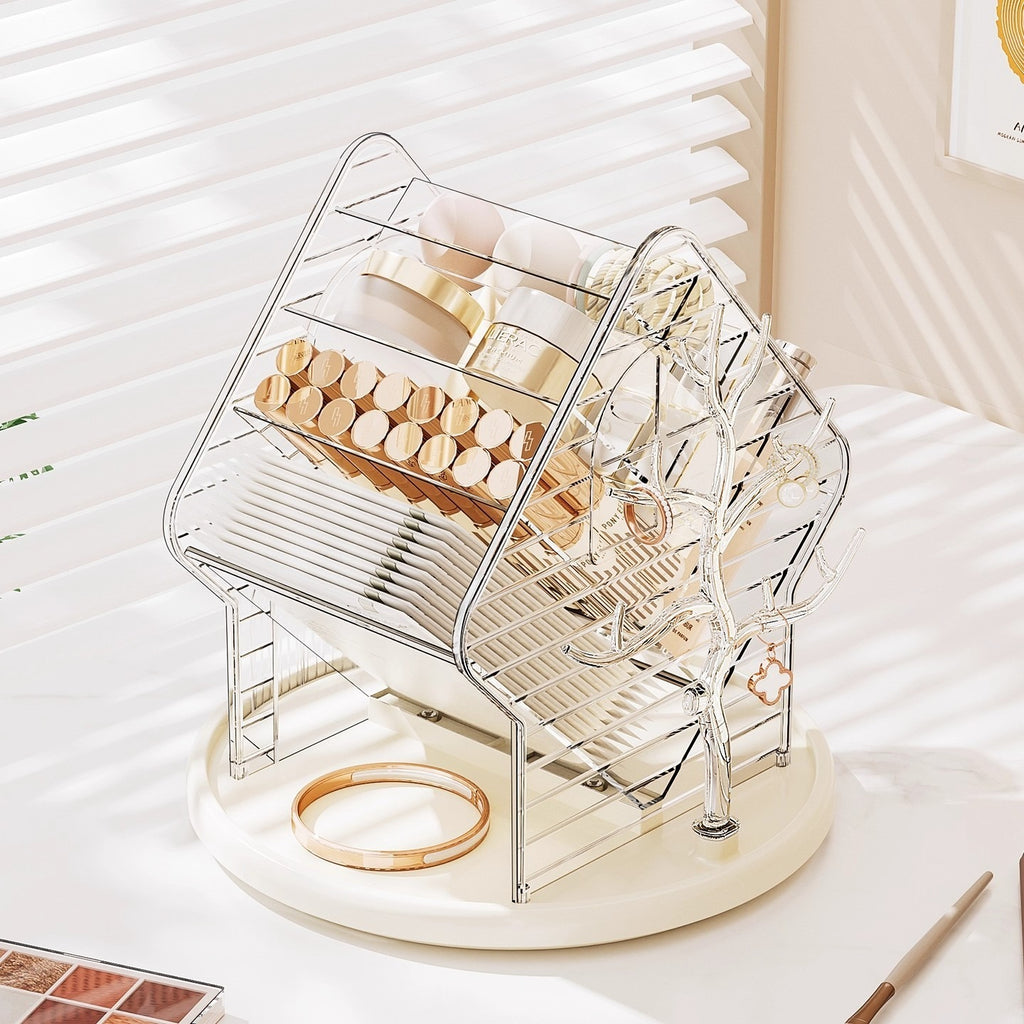 Rotating Cosmetic Organizer - 360° Desktop Storage Box for Makeup