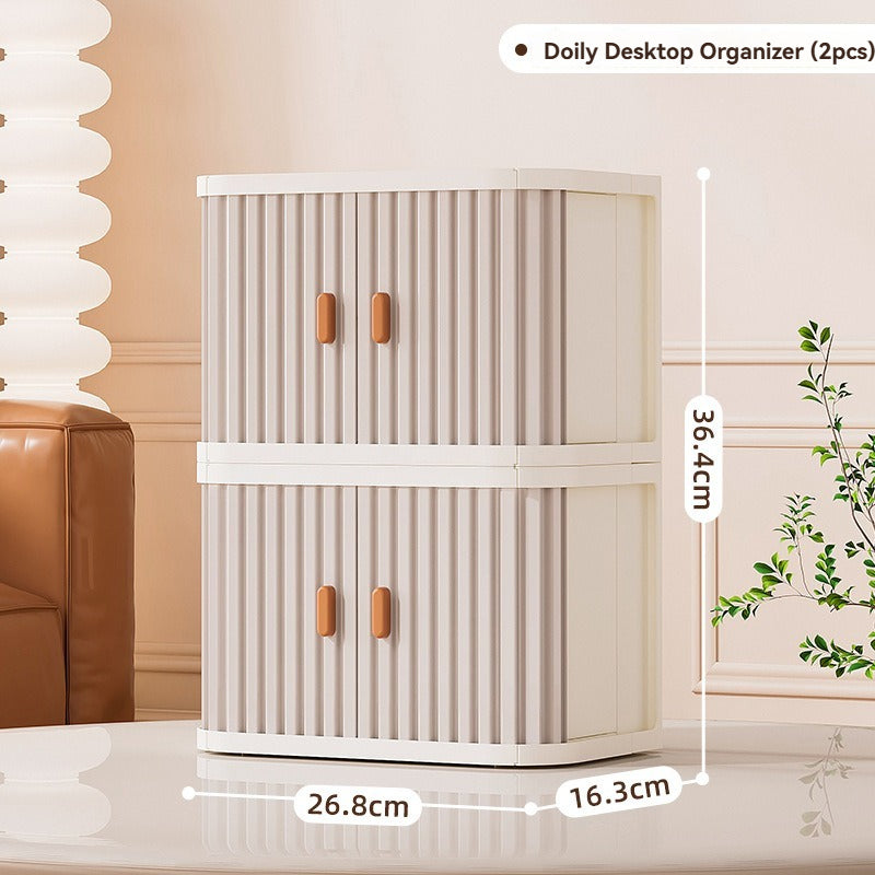 Stackable Desktop Organizer - Dustproof Storage Box for Cosmetics