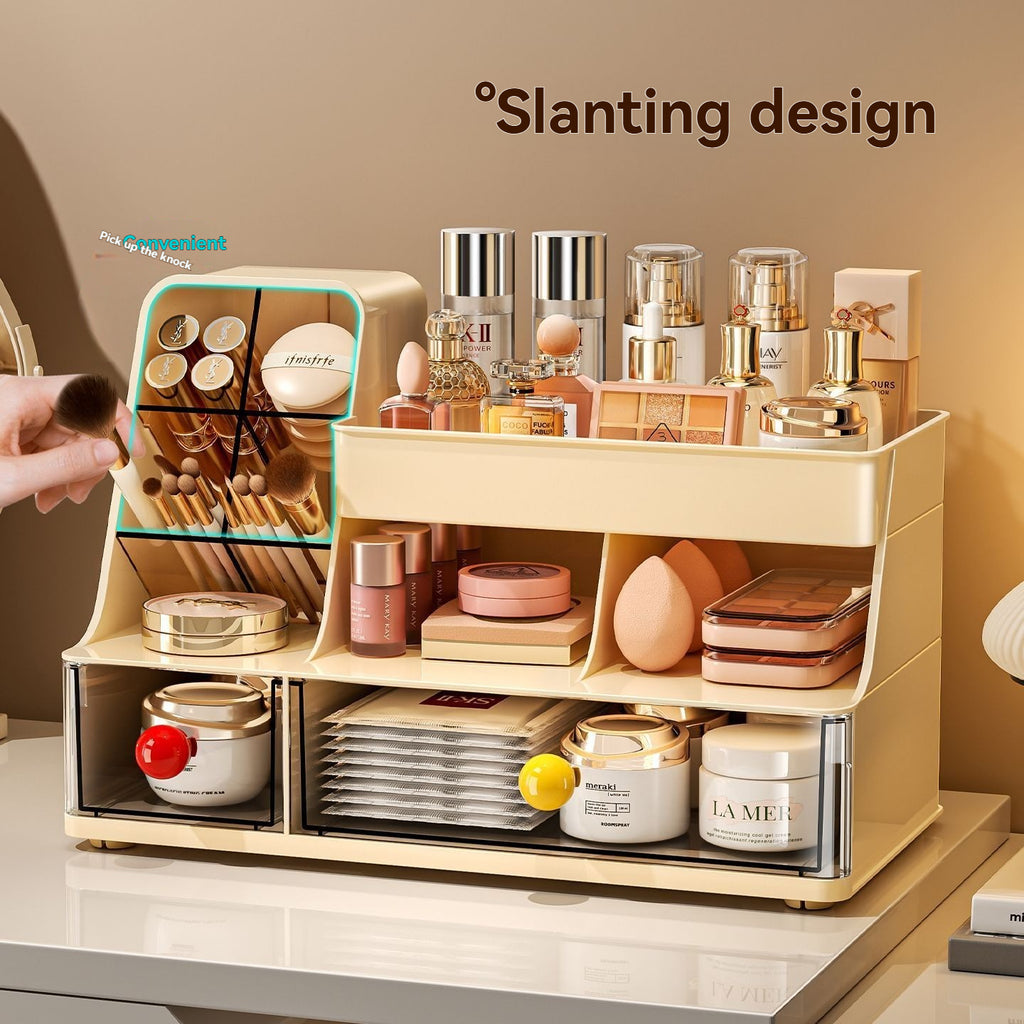 Desktop Storage Box - Makeup Organizer with Drawers & Compartments