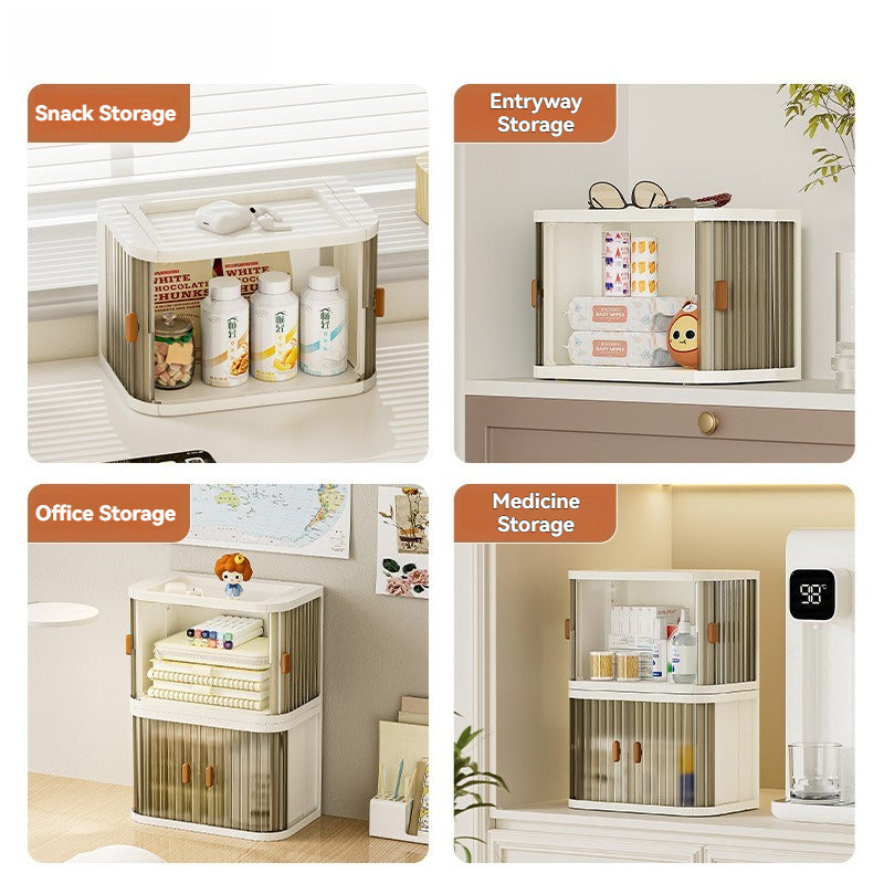 Stackable Desktop Organizer - Dustproof Storage Box for Cosmetics