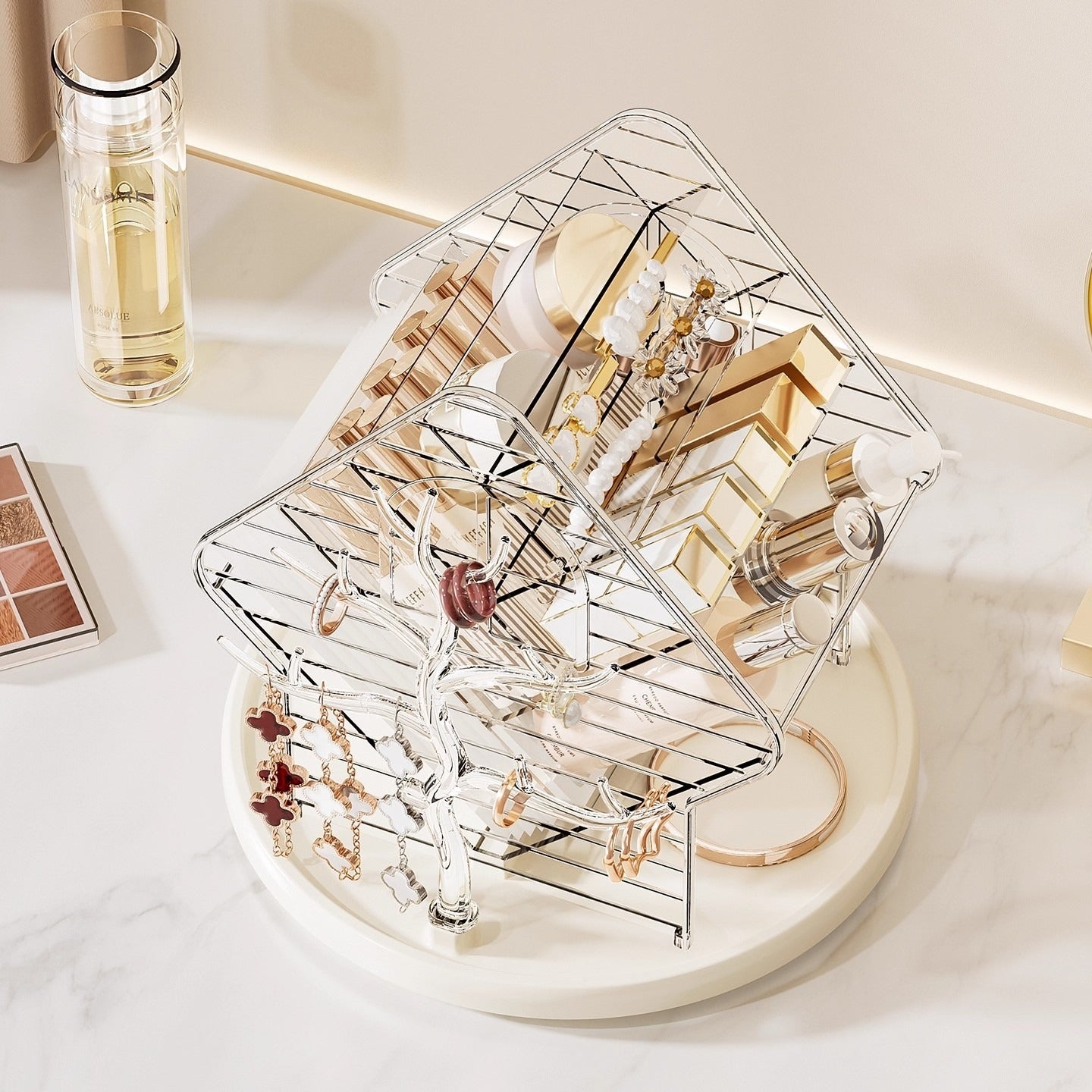 Rotating Cosmetic Organizer - 360° Desktop Storage Box for Makeup