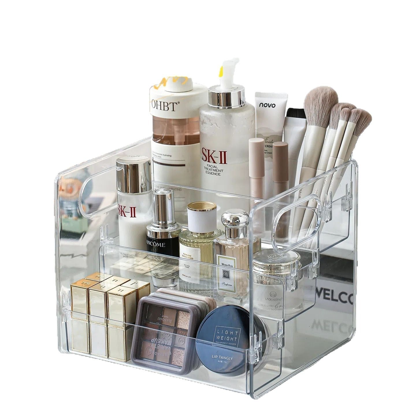 Acrylic Cosmetic Organizer - Tiered Desktop Storage Box for Makeup