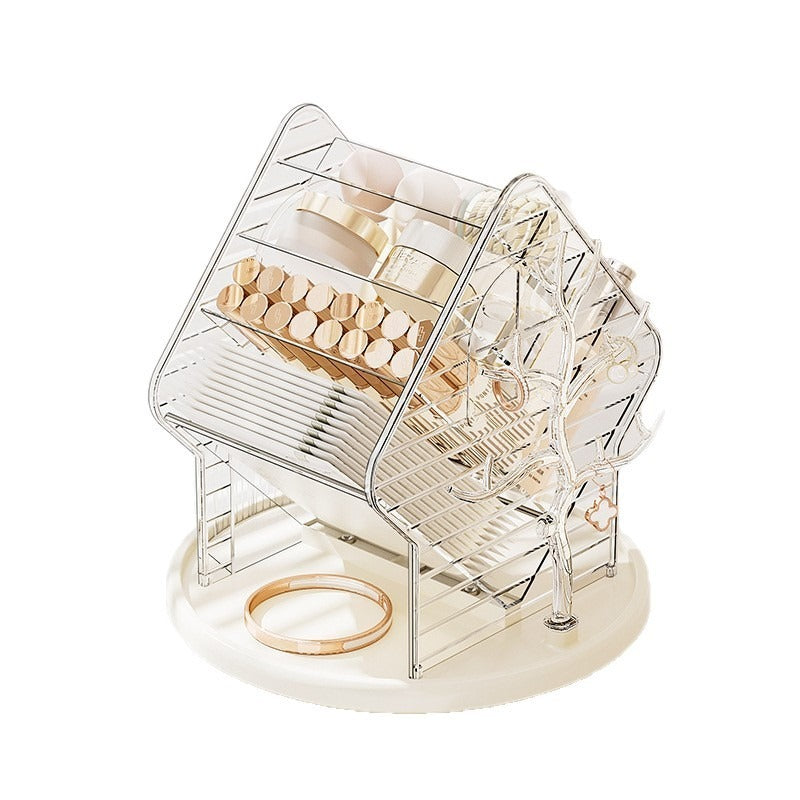 Rotating Cosmetic Organizer - 360° Desktop Storage Box for Makeup