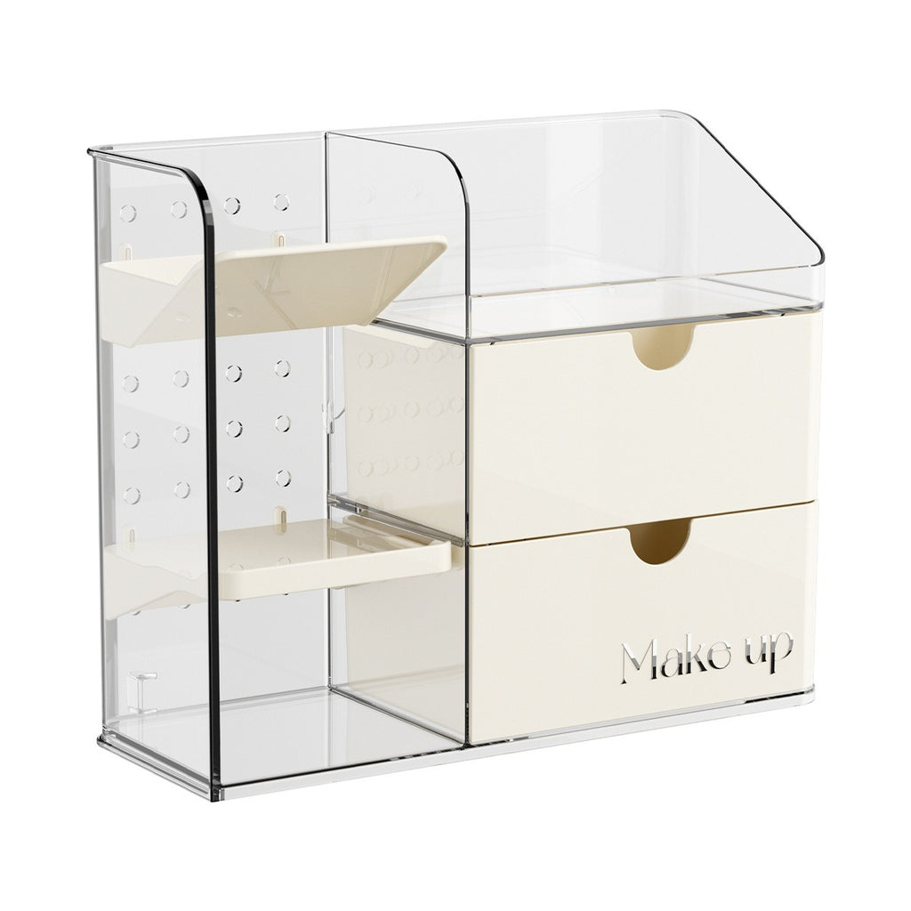 Clear Makeup Storage Box - Tiered Desktop Organizer for Cosmetics