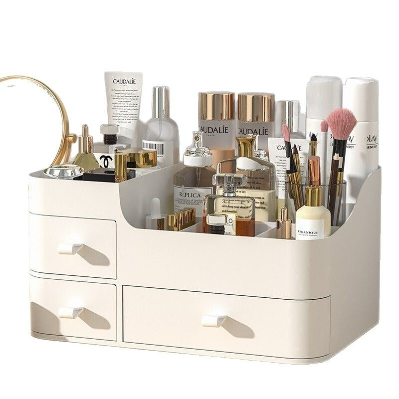 Cosmetic Organizer - Desktop Storage Box with Drawers & Shelf