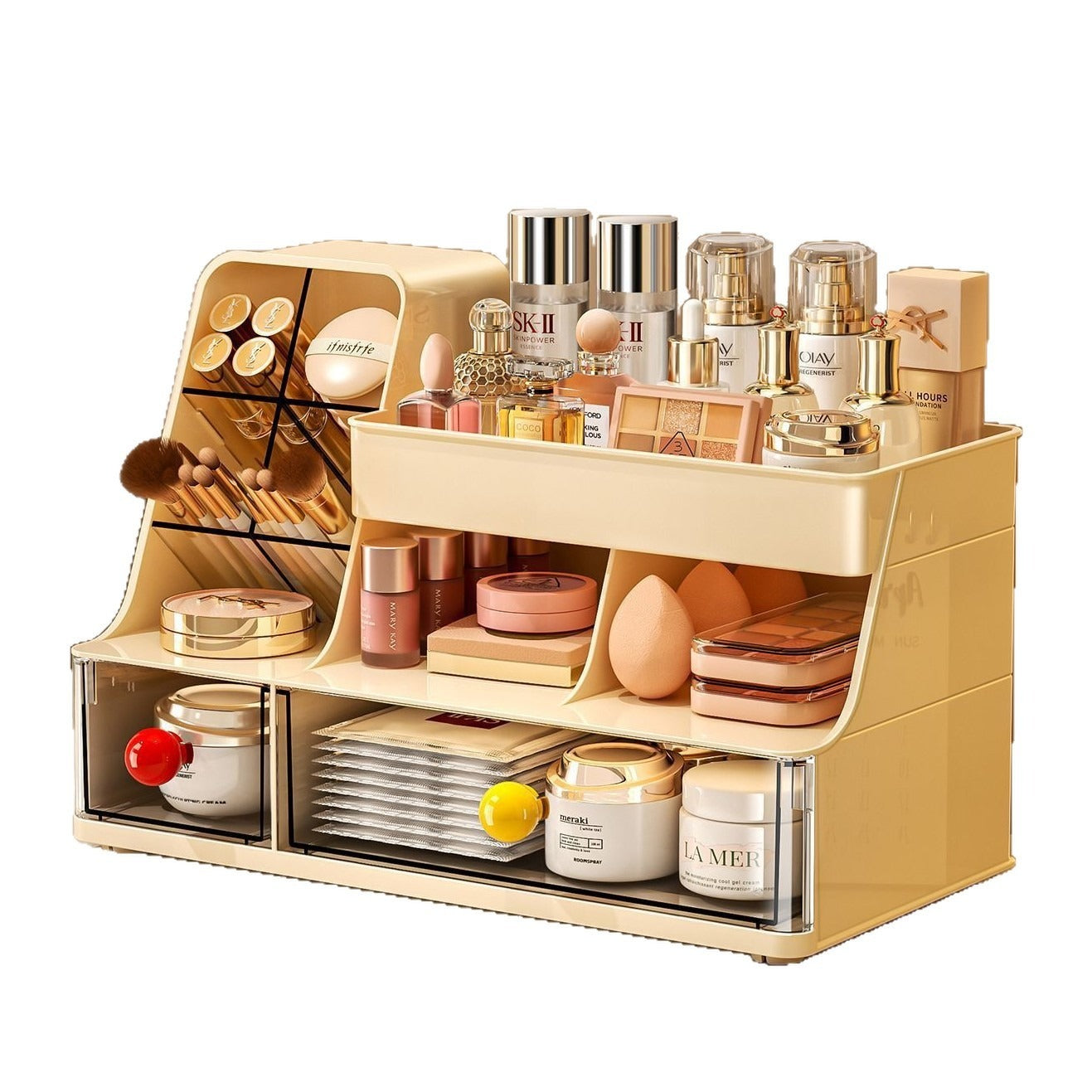 Desktop Storage Box - Makeup Organizer with Drawers & Compartments