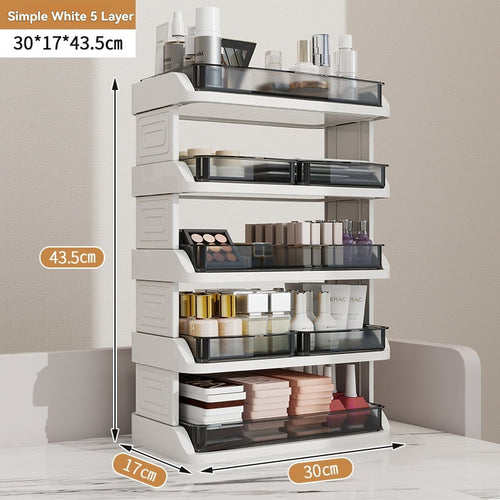 Cosmetic Storage Rack - Multi-Layer Desktop Organizer with Drawers