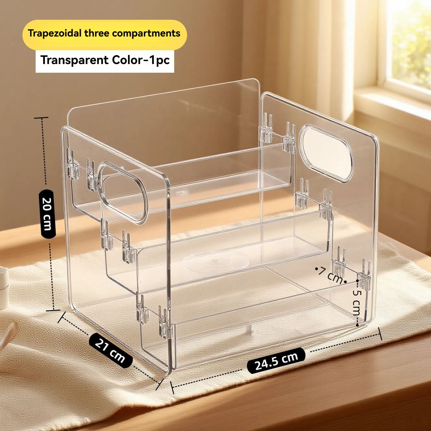Acrylic Cosmetic Organizer - Tiered Desktop Storage Box for Makeup