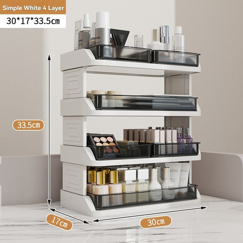 Cosmetic Storage Rack - Multi-Layer Desktop Organizer with Drawers